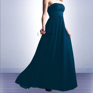 Bill Levkoff Chiffon Bridesmaid Dress in Navy